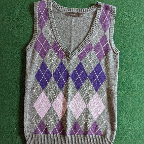 The Limited Sweaters - The Limited Argyle Sleeveless Sweater